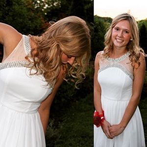 White pearl embroidered homecoming dress
